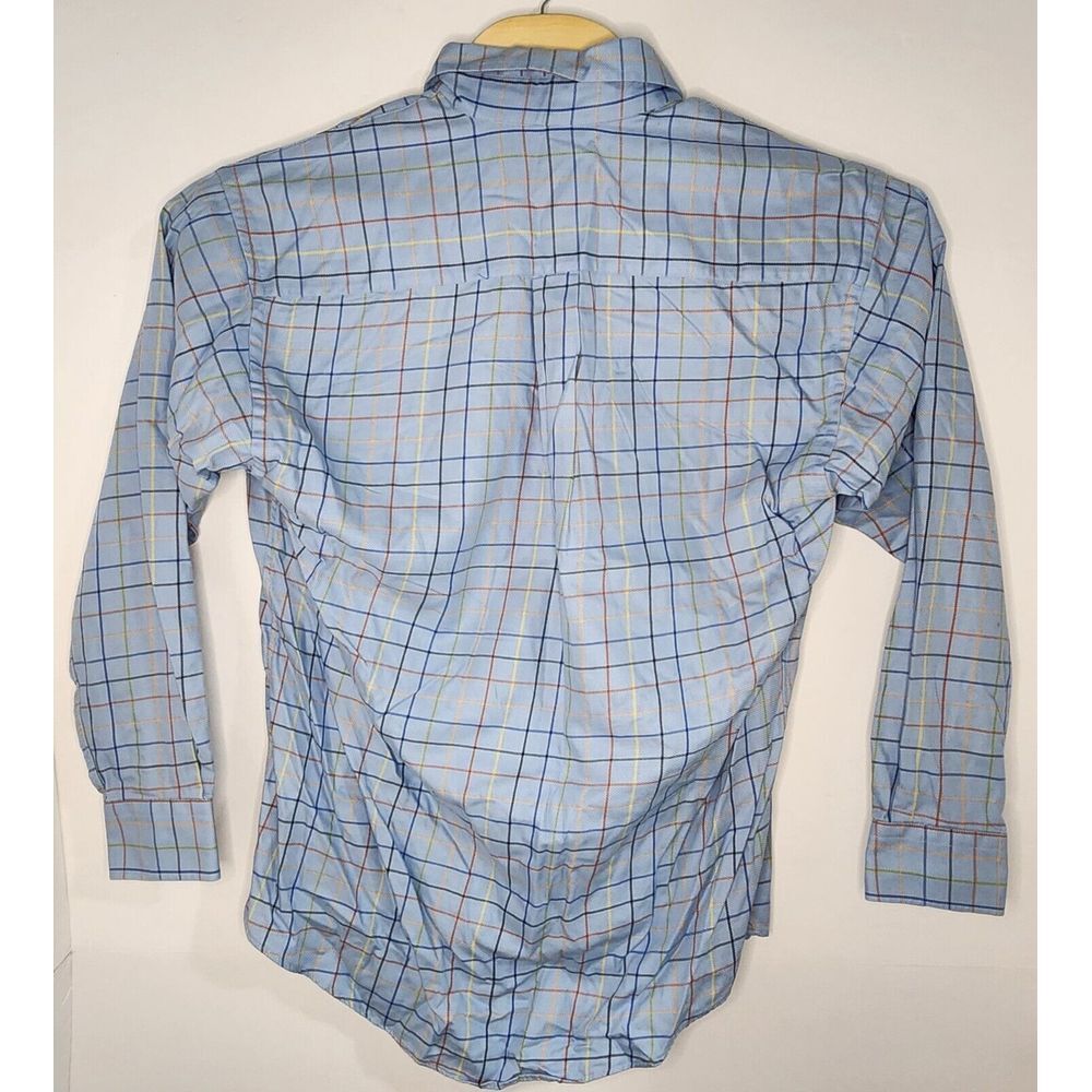 Gitman Bros Mens Size M Blue Plaid Long Sleeve Button Down Shirt - Picture 3 of 12